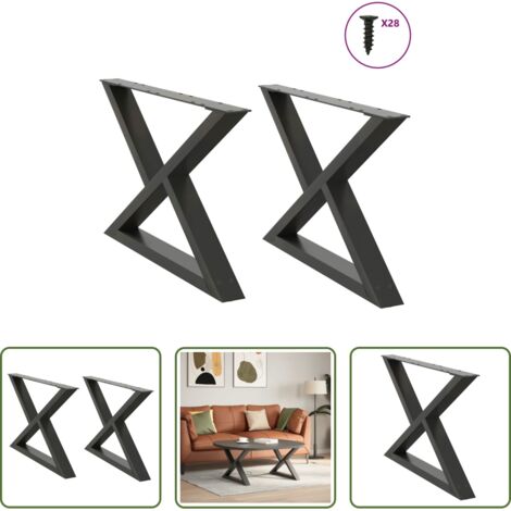 Soporte para mesa -  Patas para mesa de centro (2 unidades), antracita, 70 x (42-43,3) cm, acero