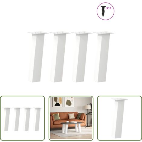 Soporte para mesa -  Patas para mesa de centro (4 unidades), color blanco, 30 cm, acero