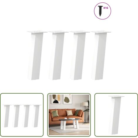 Soporte para mesa -  Patas para mesa de centro (4 unidades), color blanco, 42 cm, acero