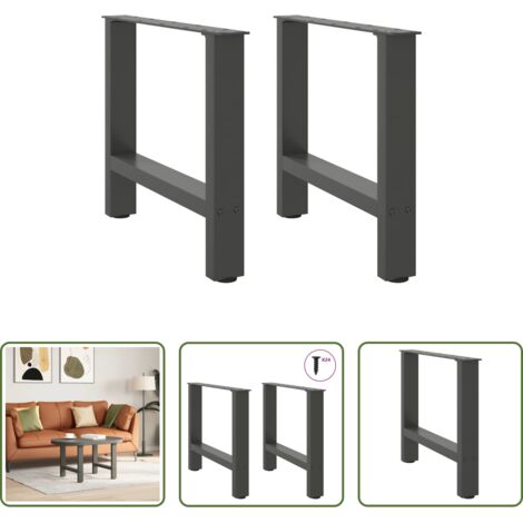 Soporte para mesa -  Patas para mesa de centro antracita (2 unidades, 60 x 42-43 cm, acero)