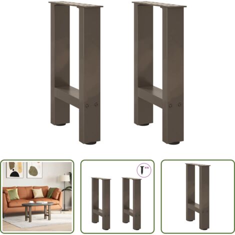 Soporte para mesa -  Patas para mesa de centro de acero natural (2 unidades, 28 x 42-43 cm)