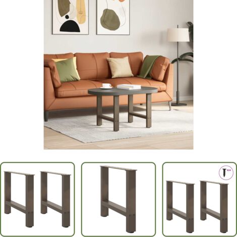 Soporte para mesa -  Patas para mesa de centro de acero natural (2 unidades, 50 x 42-43 cm)