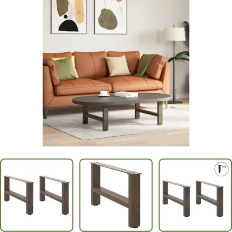 Soporte para mesa -  Patas para mesa de centro de acero natural (2 unidades, 70 x 30-31 cm)