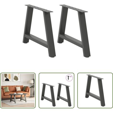 Soporte para mesa -  Patas para mesa de centro en forma de A (2 unidades), antracita, 60 x (42-43) cm, acero
