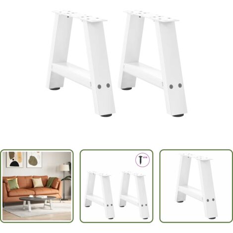 Soporte para mesa -  Patas para mesa de centro en forma de A (2 unidades), color blanco, 30 x (30-31) cm, acero