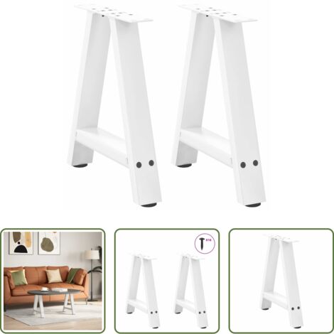 Soporte para mesa -  Patas para mesa de centro en forma de A (2 unidades), color blanco, 38 x (42-43) cm, acero