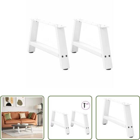Soporte para mesa -  Patas para mesa de centro en forma de A (2 unidades), color blanco, 70 x (30-31) cm, acero