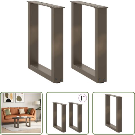 Soporte para mesa -  Patas para mesa de centro en forma de U (2 unidades, acero natural, 28 x 42-43 cm)
