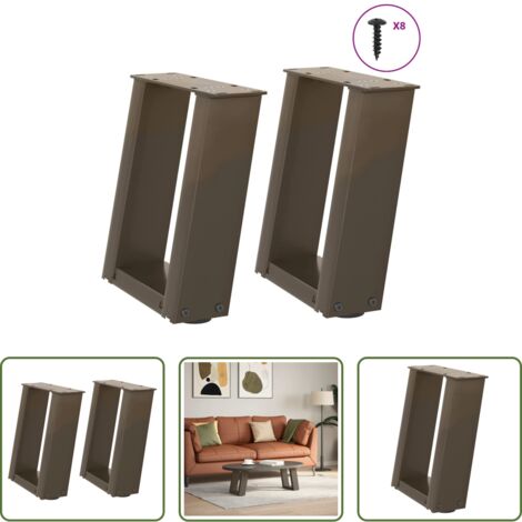 Soporte para mesa -  Patas para mesa de centro en forma de U (2 unidades, acero natural, 30 x 30-31 cm)