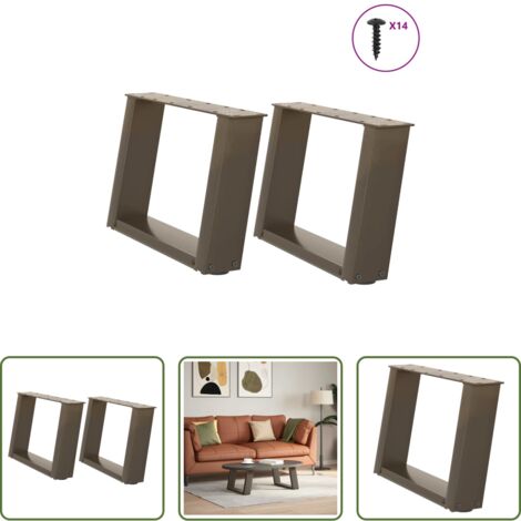 Soporte para mesa -  Patas para mesa de centro en forma de U (2 unidades, acero natural, 50 x 30-31 cm)
