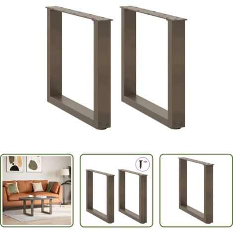 Soporte para mesa -  Patas para mesa de centro en forma de U (2 unidades, acero natural, 50 x 42-43 cm)