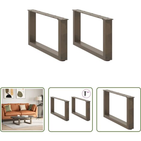Soporte para mesa -  Patas para mesa de centro en forma de U (2 unidades, acero natural, 60 x 30-31 cm)
