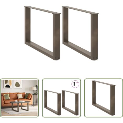 Soporte para mesa -  Patas para mesa de centro en forma de U (2 unidades, acero natural, 60 x 42-43 cm)