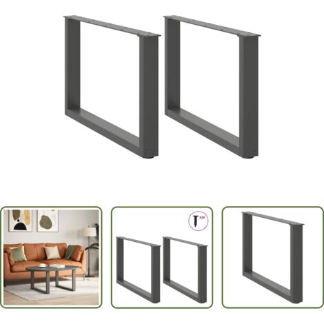 Soporte para mesa -  Patas para mesa de centro en forma de U (2 unidades), antracita, 70 x (42-43) cm, acero