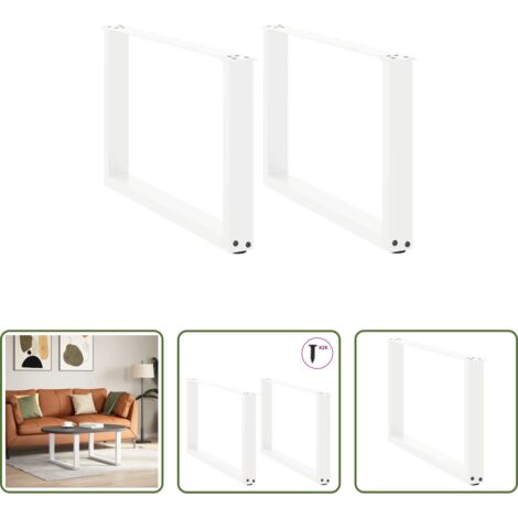 Soporte para mesa -  Patas para mesa de centro en forma de U (2 unidades), color blanco, 70 x (42-43) cm, acero