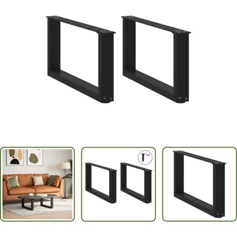Soporte para mesa -  Patas para mesa de centro en forma de U (2 unidades), color negro, 70 x (30-31) cm, acero