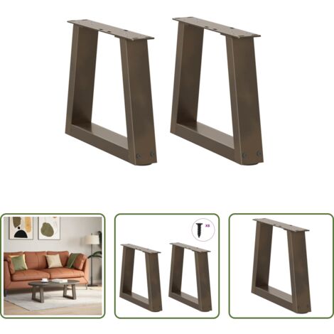 Soporte para mesa -  Patas para mesa de centro en forma de V (2 unidades, acero natural, 30 x 30-31,3 cm)