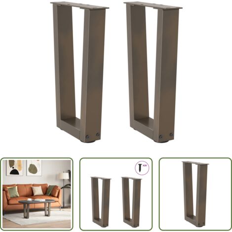 Soporte para mesa -  Patas para mesa de centro en forma de V (2 unidades, acero natural, 38 x 42-43,3 cm)