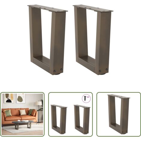 Soporte para mesa -  Patas para mesa de centro en forma de V (2 unidades, acero natural, 40 x 30-31,3 cm)