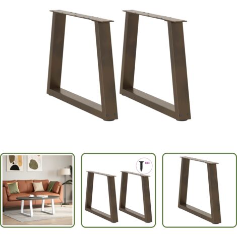 Soporte para mesa -  Patas para mesa de centro en forma de V (2 unidades, acero natural, 60 x 42-43,3 cm)