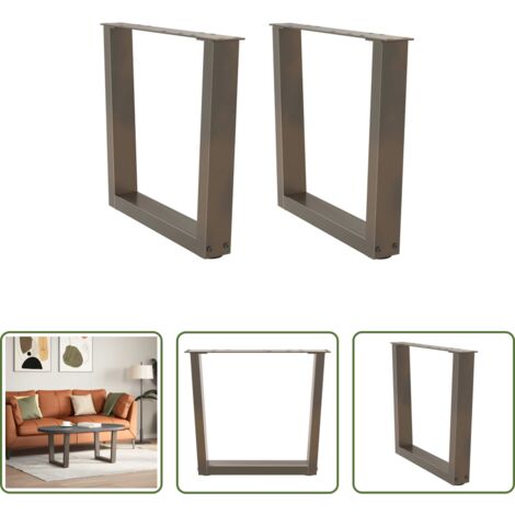 Soporte para mesa -  Patas para mesa de centro en forma de V (2 unidades, acero natural, 60 x 42-43,3 cm)