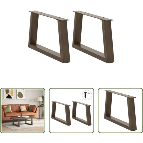 Soporte para mesa -  Patas para mesa de centro en forma de V (2 unidades, acero natural, 70 x 30-31,3 cm)