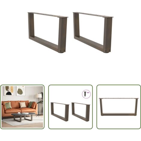 Soporte para mesa -  Patas para mesa de centro en forma de V (2 unidades, acero natural, 70 x 30-31,3 cm)