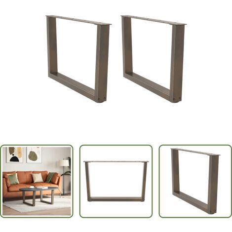 Soporte para mesa -  Patas para mesa de centro en forma de V (2 unidades, acero natural, 70 x 42-43,3 cm)