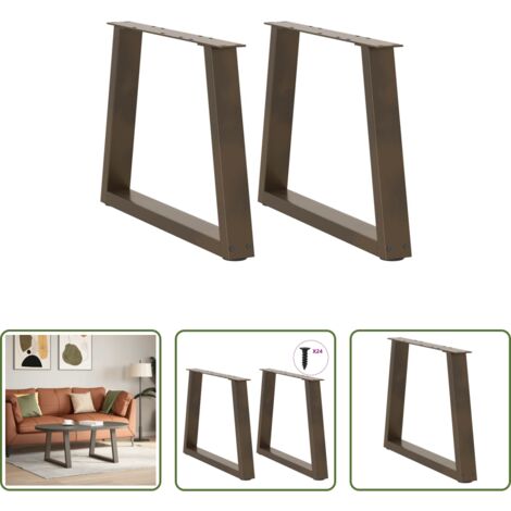 Soporte para mesa -  Patas para mesa de centro en forma de V (2 unidades, acero natural, 70 x 42-43,3 cm)