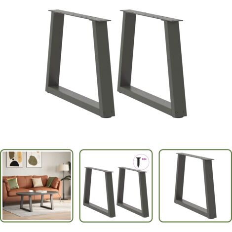 Soporte para mesa -  Patas para mesa de centro en forma de V (2 unidades), antracita, 70 x (42-43,3) cm, acero