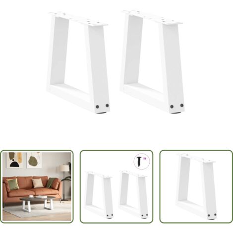 Soporte para mesa -  Patas para mesa de centro en forma de V (2 unidades), color blanco, 30 x (30-31,3) cm, acero