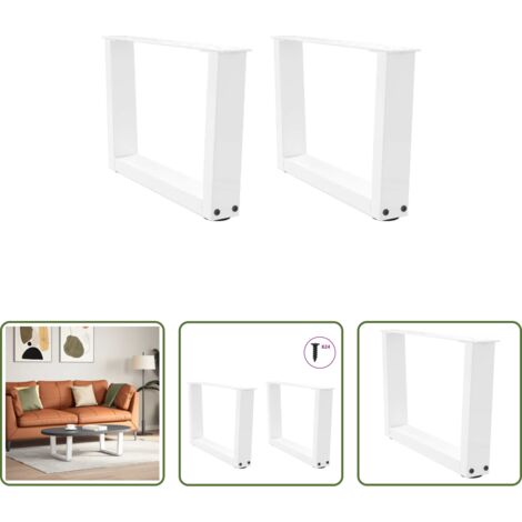Soporte para mesa -  Patas para mesa de centro en forma de V (2 unidades), color blanco, 50 x (30-31,3) cm, acero