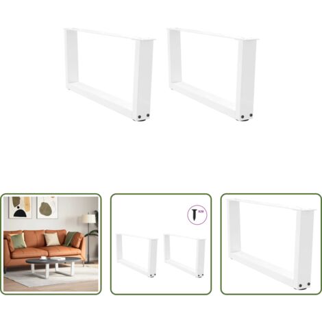 Soporte para mesa -  Patas para mesa de centro en forma de V (2 unidades), color blanco, 70 x (30-31,3) cm, acero