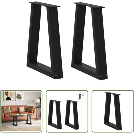 Soporte para mesa -  Patas para mesa de centro en forma de V (2 unidades), color negro, 28 x (42-43,3) cm, acero