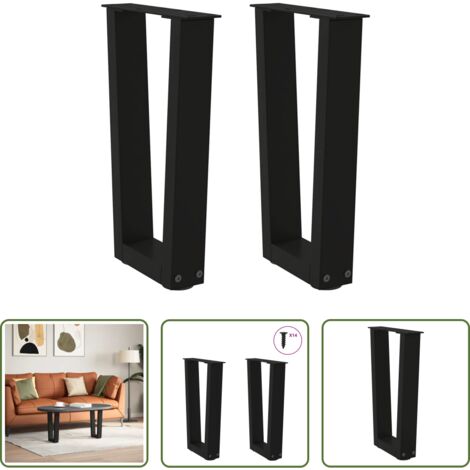 Soporte para mesa -  Patas para mesa de centro en forma de V (2 unidades), color negro, 28 x (42-43,3) cm, acero