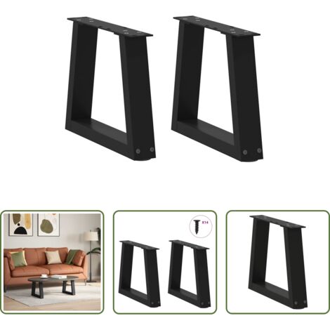 Soporte para mesa -  Patas para mesa de centro en forma de V (2 unidades), color negro, 40 x (30-31,3) cm, acero