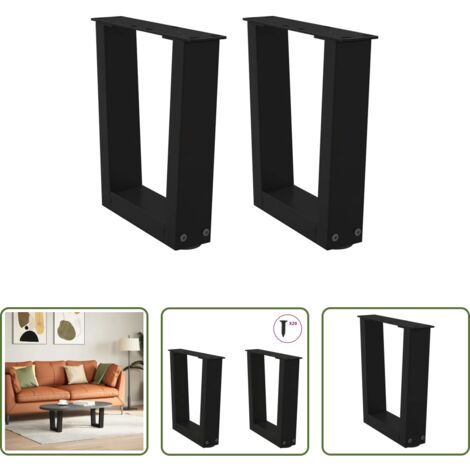 Soporte para mesa -  Patas para mesa de centro en forma de V (2 unidades), color negro, 40 x (30-31,3) cm, acero