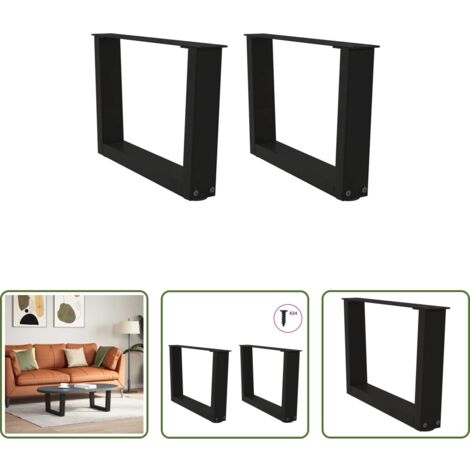 Soporte para mesa -  Patas para mesa de centro en forma de V (2 unidades), color negro, 50 x (30-31,3) cm, acero