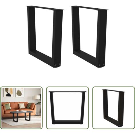 Soporte para mesa -  Patas para mesa de centro en forma de V (2 unidades), color negro, 50 x (42-43,3) cm, acero