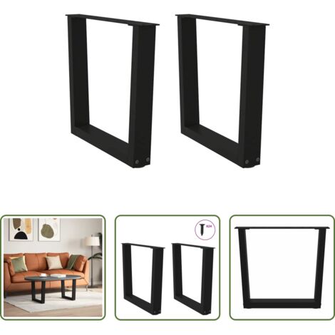 Soporte para mesa -  Patas para mesa de centro en forma de V (2 unidades), color negro, 60 x (42-43,3) cm, acero