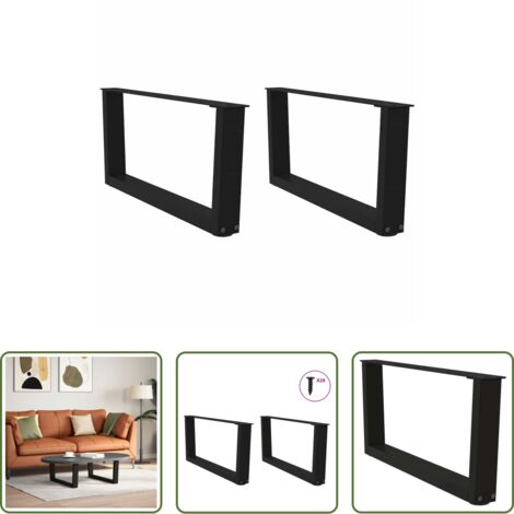 Soporte para mesa -  Patas para mesa de centro en forma de V (2 unidades), color negro, 70 x (30-31,3) cm, acero