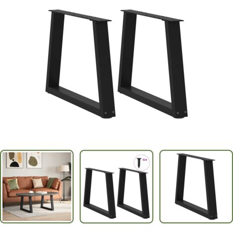 Soporte para mesa -  Patas para mesa de centro en forma de V (2 unidades), color negro, 70 x (42-43,3) cm, acero