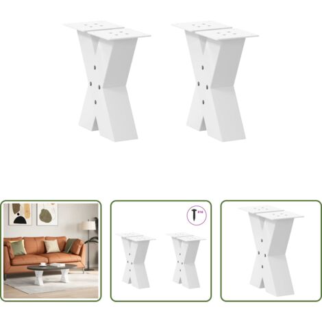 Soporte para mesa -  Patas para mesa de centro en forma de X (2 unidades), color blanco, 30 x (30-31) cm, acero