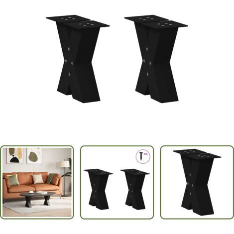 Soporte para mesa -  Patas para mesa de centro en forma de X (2 unidades), color negro, 30 x (30-31) cm, acero