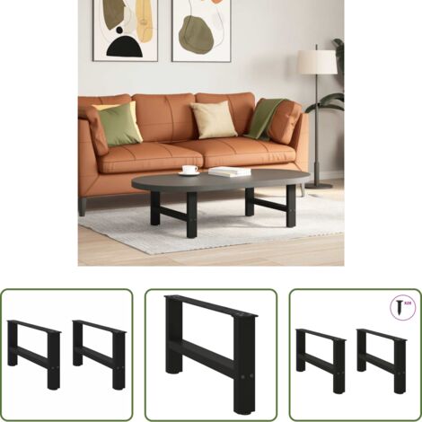 Soporte para mesa -  Patas para mesa de centro negras (2 unidades, 70 x 30-31 cm, acero)