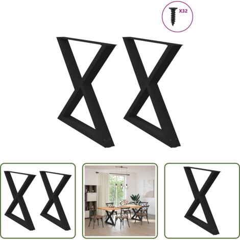 Soporte para mesa -  Patas para mesa de comedor (2 unidades), color negro, 90 x (72-73,3) cm, acero