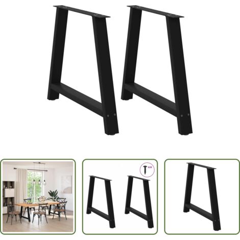Soporte para mesa -  Patas para mesa de comedor en forma de A (2 unidades), color negro, 100 x (72-73) cm, acero