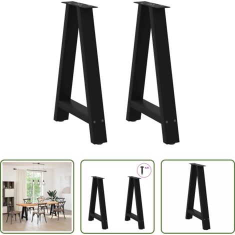 Soporte para mesa -  Patas para mesa de comedor en forma de A (2 unidades), color negro, 60 x (72-73) cm, acero