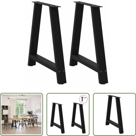 Soporte para mesa -  Patas para mesa de comedor en forma de A (2 unidades), color negro, 70 x (72-73) cm, acero