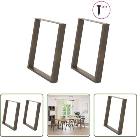 Soporte para mesa -  Patas para mesa de comedor en forma de U (2 unidades, acero natural, 80 x 72-73 cm)